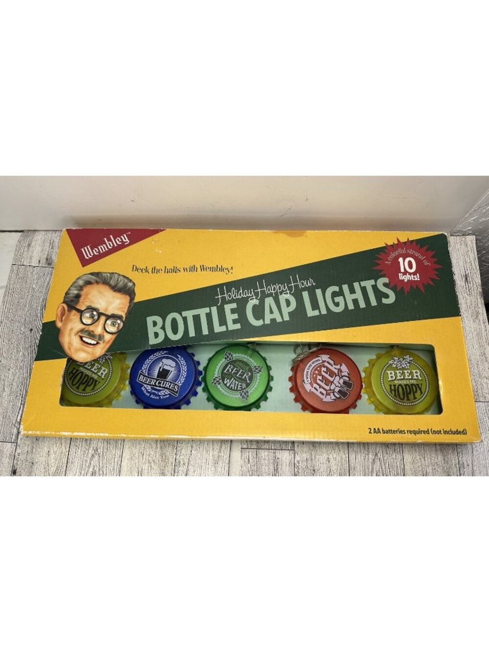 Wembley Holiday Happy Hour Bottle Cap Lights 10 Lights Man Cave New Vintage 2016
